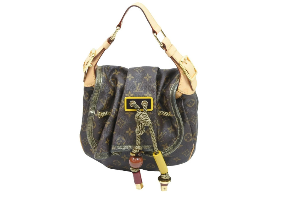 Louis Vuitton Monogram Kalahari bag drawstring rope resin beads Brown